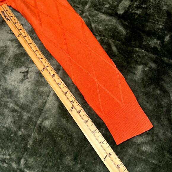 New York & Company Sweater Women’s Small Orange Argyle Rhinestone Knitted Winter - Picture 6 of 9